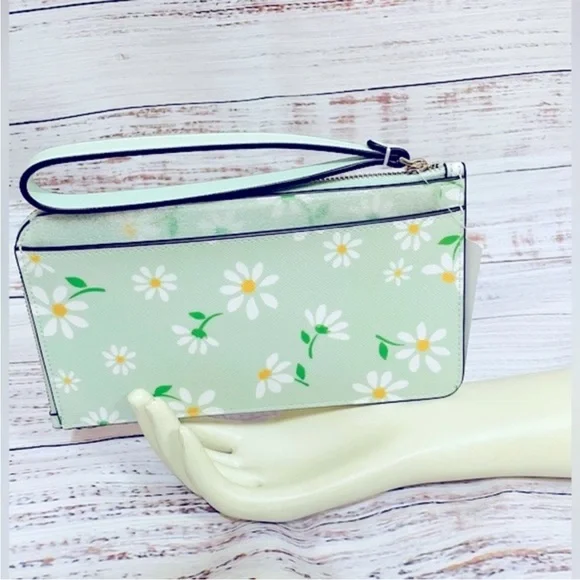NWT Kate Spade Lucy Day Tripper Daisy floral Medium L-Zip Wristlet - Picture 5 of 6